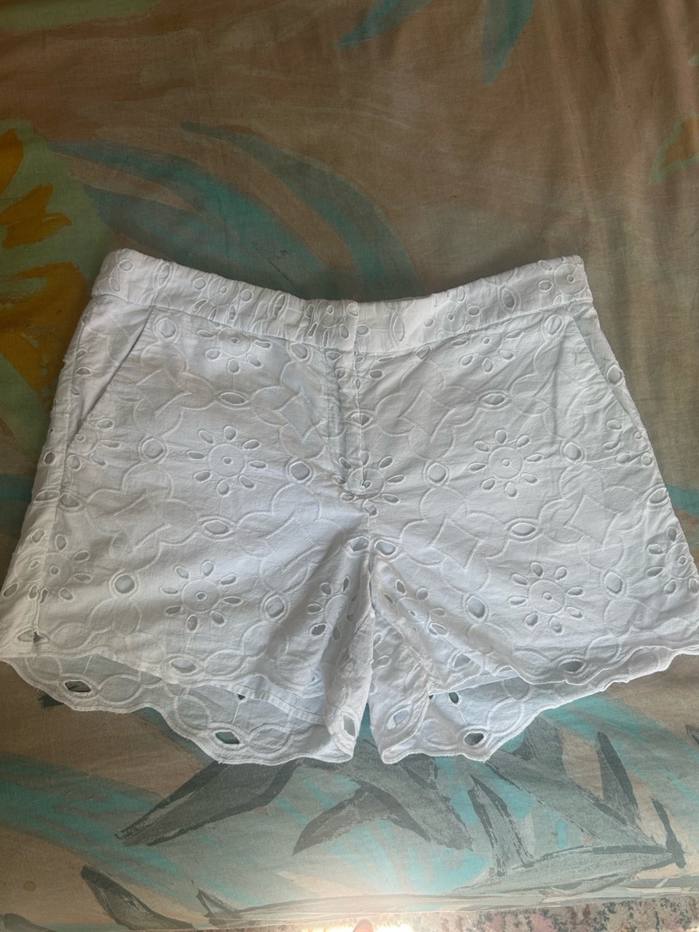 Loft • 100% Cotton White Eyelet Trouser Shorts